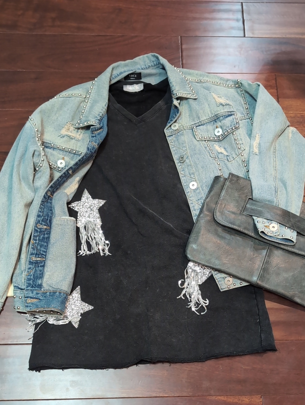 Bundle VICI Light Wash Studded Denim Jacket